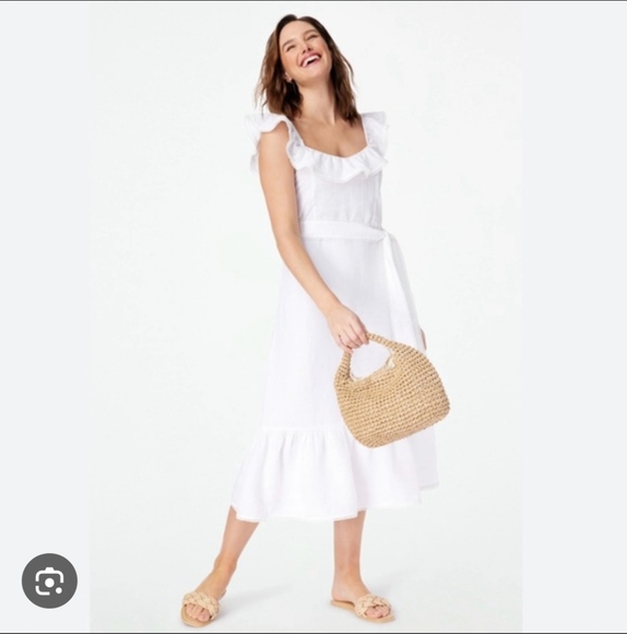 Roller Rabbit Keira White Midi Dress with Ruffles - Picture 1 of 5